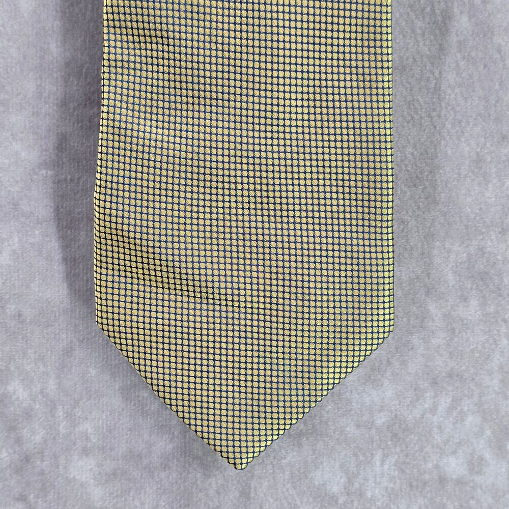 Nautica‎ Yellow Gold Blue Foulard Geometric Executive 100% Silk Men's Neck Tie